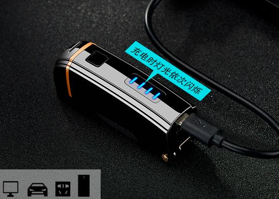 Електроімпульсна USB Запальничка дві блискавки ⚡️⚡️, індикатор заряду, ніж, штопор, HL-221 Gold HL-221-Gold фото