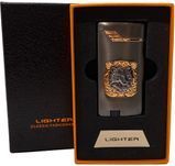 Газова запальничка "Тигри 🐅" (Турбо полум'я 🚀, подарункова коробка 🎁) Jiebao Lighter HL-506 Black HL-506-Black фото