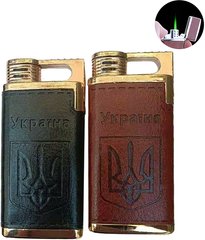 Зажигалка карманная обтянута кожей Украина 🇺🇦 (Турбо пламя) HL-323 HL-323 фото
