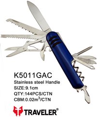 Складной туристический нож Traveler 12в1, 9.1см (144шт/ящ) №5011GAC blue 5011GAC-blue фото