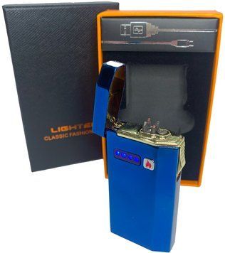 Дуговая электроимпульсная USB - Газовая зажигалка 2в1 ⚡️🚀 (индикатор заряда🔋) HL-428 Blue HL-428-Blue фото