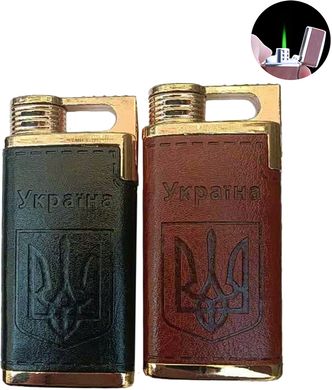 Зажигалка карманная обтянута кожей Украина 🇺🇦 (Турбо пламя) HL-323 HL-323 фото