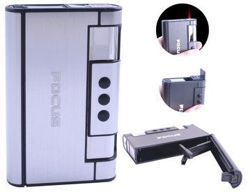 Портсигар + запальничка на 8 сигарет FOCUS (Турбо полум'я) XT-4936 Silver XT-4936-Silver фото