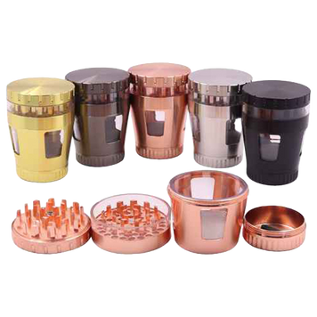 Металевий гріндер 4-секційний із прозорими віконцями (Zinc Alloy Grinder) &mdash; 50&times;69 мм K-77 K-77 фото