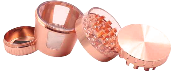 Металевий гріндер 4-секційний із прозорими віконцями (Zinc Alloy Grinder) &mdash; 50&times;69 мм K-77 K-77 фото