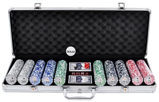 Профессиональный набор для покера Poker box в алюминмевом кейсе (⚠️ Уцененный товар: Повреждён кейс ⚠️) №500N 500N фото