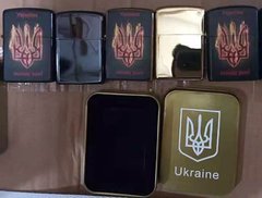 Зажигалка бензиновая в подарочной коробке Герб Украины 🇺🇦 HL-326С HL-326С фото