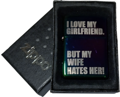 Запальничка Zippo 🔥 I LOVE MY GIRLFRIEND. BUT MY WIFE HATES HER D432 D432 фото