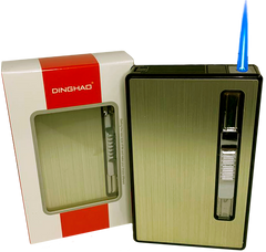 Портсигар на 20 тонких сигарет 🚬 з автоматичною подачею та запальничкою "DINGHAO" HL-534 Gold HL-534 Gold фото