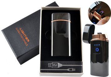 USB - Газовая Зажигалка (Острое пламя + две молнии) индикатор заряда HL-249 Black ise HL-249-Black-ise фото