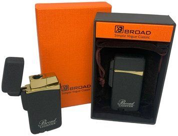 Креативна запальничка вітрозахисна в подарунковій коробці 🎁BROAD (Турбо полум'я🚀) HL-403 Black mate HL-403-Black-mate фото