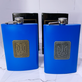 Фляга з нержавіючої сталі 9 oz (&asymp;270 мл) з гербом України, синя UKR-11 UKR-11 фото