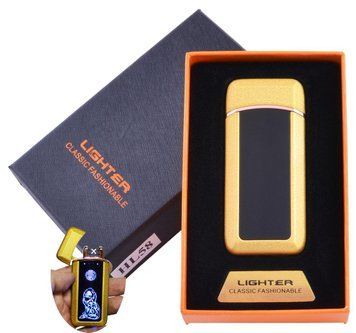 Зажигалка в подарочной коробке Лев (Двойная молния) HL-58 Gold HL-58 Gold фото