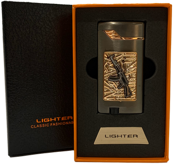 Газова запальничка "Зброя" (Турбо полум'я 🚀, подарункова коробка 🎁) Jiebao Lighter HL-508 Black HL-508-Black фото