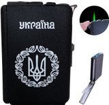 Портсигар на 10 сигарет 🚬 з автоматичною подачею та запальничкою "Україна" (Турбо полум'я🚀) HL-153-5 HL-153-5 фото