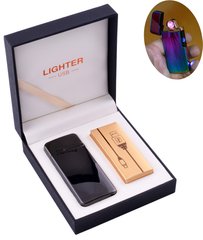 Електроімпульсна запальничка в подарунковій коробці LIGHTER (USB) №HL-122 Black 1137144440 фото