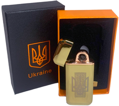 Дугова електроімпульсна USB запальничка ⚡️Герб України (індикатор заряду🔋, ліхтарик🔦) HL-443 Gold HL-443-Gold фото