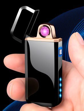 Дугова електроімпульсна USB запальничка ⚡️Герб України (індикатор заряду🔋, ліхтарик🔦) HL-443 Gold HL-443-Gold фото