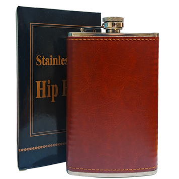 Фляга подарункова з нержавіючої сталі в чохлі з екошкіри Stainless Hip Flask 10 OZ (300 мл) BP-10A BP-10A фото