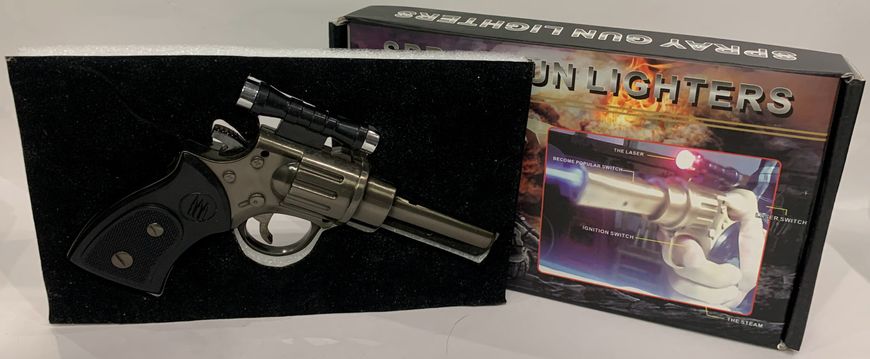 Зажигалка газовая Револьвер с лазером (Острое пламя 🚀) 4424 Металл 4424 Метал фото