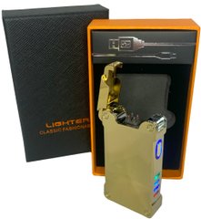 Дуговая электроимпульсная зажигалка с USB-зарядкой⚡️фонариком🔦 LIGHTER HL-437-Golden-ice HL-437-Golden-ice фото