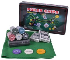 Набір для покеру 300 фішок з номіналом в металевій коробці №300T