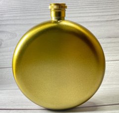 Фляга з харчової нержавіючої сталі кругла (золото/чиста) D70 D70 фото