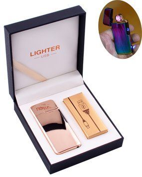 Электроимпульсная зажигалка в подарочной коробке LIGHTER (USB) HL-122 Gold HL-122-Gold фото