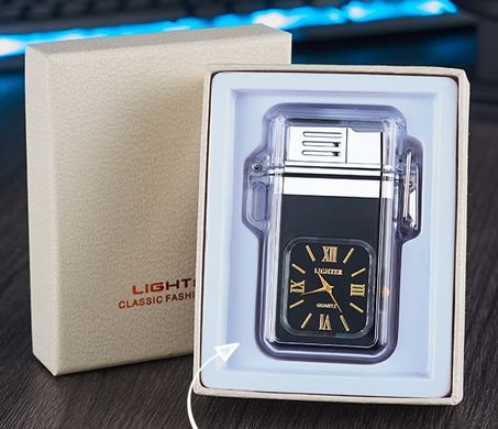 Зажигалка газовая с часами (Подарочная коробка 🎁, острое пламя 🚀, подсветка 🚨) HL-522 HL-522 фото