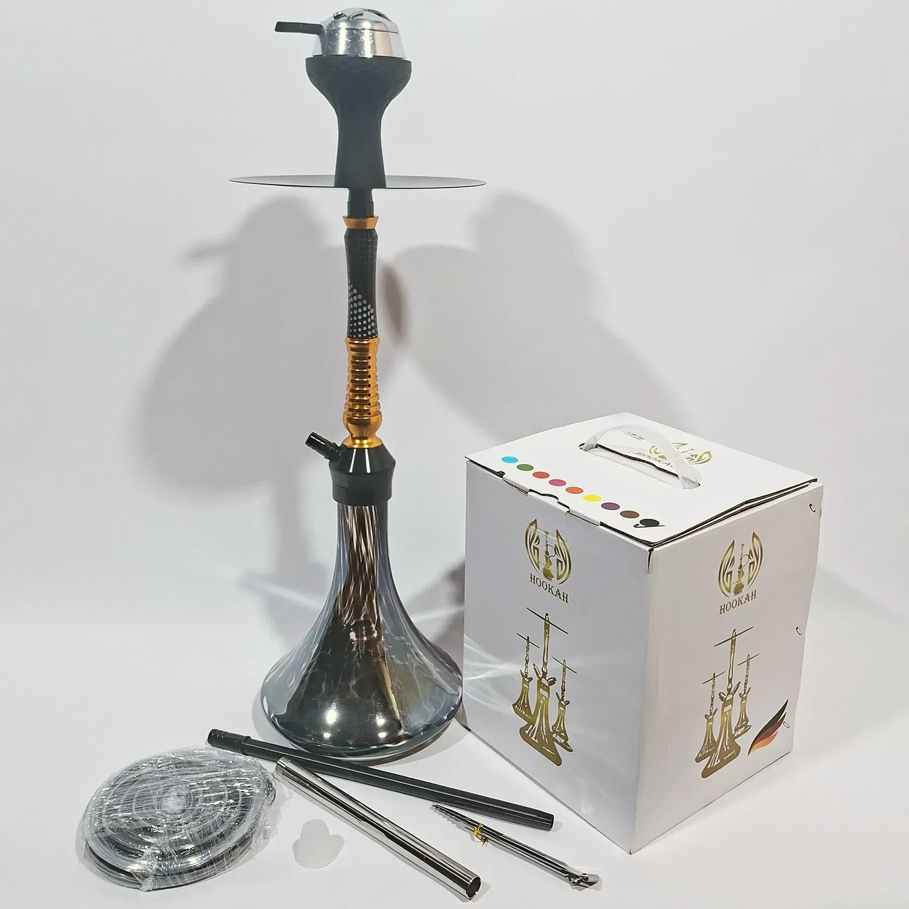 Кальян полный комплект HOOKAH 48 см черно-золотой