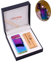 Електроімпульсна запальничка в подарунковій коробці LIGHTER (USB) HL-122 Хамелеон HL-122-Хамелеон фото