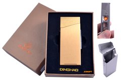Портсигар з USB запальничкою в подарунковій упаковці (Під пачку сигарет Slim, Спіраль розжарювання) №4840 Gold