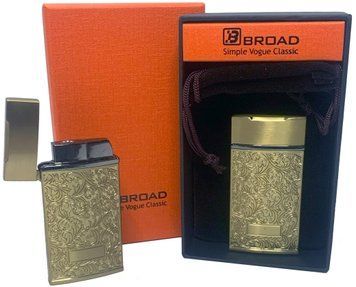 Креативна запальничка вітрозахисна в подарунковій коробці 🎁BROAD (Турбо полум'я🚀) HL-404 Golden HL-404-Golden фото