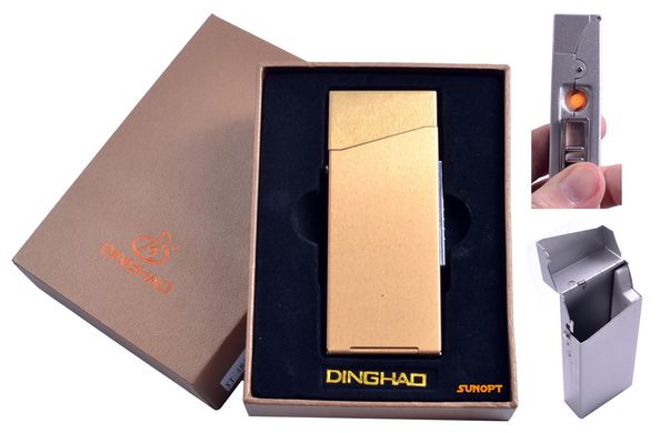 Портсигар с USB зажигалкой в подарочной упаковке (Под пачку сигарет Slim, Спираль накаливания) №4840 Gold №4840 Gold фото