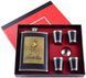 Подарочный набор 6в1 фляга с набойкой 'Johnnie Walker' (обтянута кожей), 4 рюмки, лейка TZ-5 TZ-5-Johnnie-Walker фото