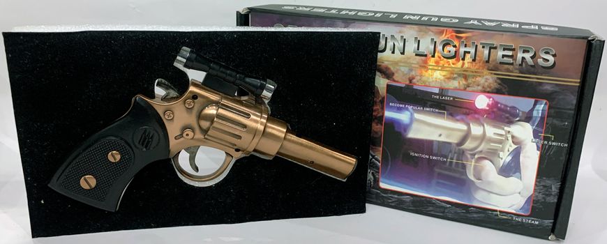 Зажигалка газовая Револьвер с лазером (Острое пламя 🚀) 4424 Медь 4424 Медь фото