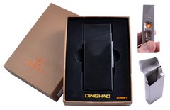 Портсигар з USB запальничкою в подарунковій упаковці (Під пачку сигарет Slim, Спіраль розжарювання) №4840 Black