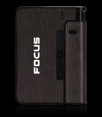 Портсигар на 10 сигарет із вбудованою запальничкою FOCUS XT-4938 Black XT-4938-Black фото