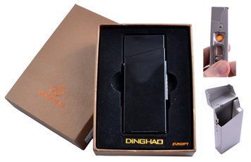 Портсигар с USB зажигалкой в подарочной упаковке (Под пачку сигарет Slim, Спираль накаливания) №4840 Black №4840 Black фото