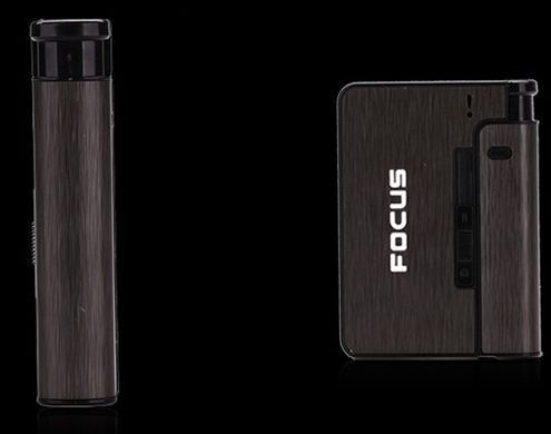 Портсигар на 10 сигарет із вбудованою запальничкою FOCUS XT-4938 Black XT-4938-Black фото