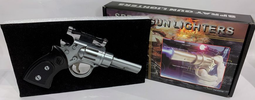 Зажигалка газовая Револьвер с лазером (Острое пламя 🚀) 4428 Металл 4428 Метал фото