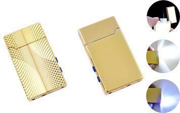 Зажигалка карманная турбо с фонариком "Classic" (Острое пламя) №4855 Gold 1089145935 фото