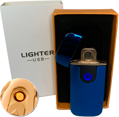 Сенсорна USB Запальничка ⚡️ (спіраль розжарювання) USB LIGHTER HL-520 Blue HL-520-Blue фото