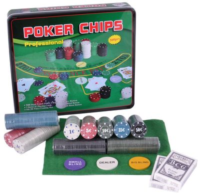 Покерный набор в металлической коробке на 500 фишек с номиналом №500T 500T фото
