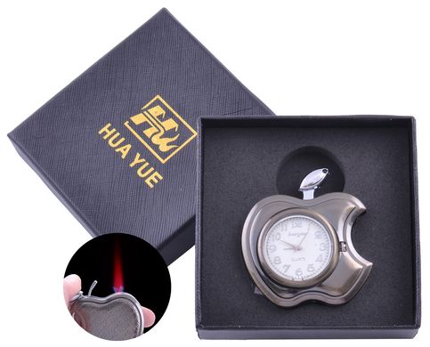 Зажигалка подарочная с часами Apple (Турбо пламя) №3919 Black 460327837 фото