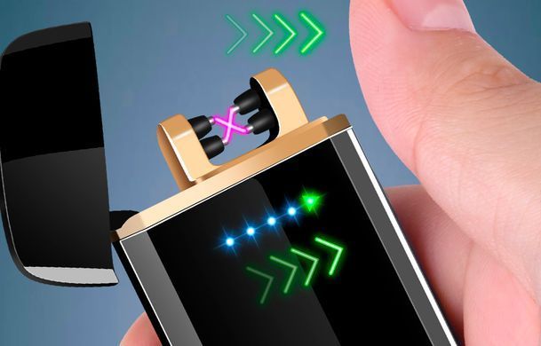 Дуговая электроимпульсная USB зажигалка ⚡️Украина (индикатор заряда🔋) HL-452 Black HL-452-black фото