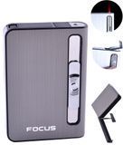 Портсигар + зажигалка на 10 сигарет FOCUS (Турбо пламя) HL-149 Black HL-149-Black фото