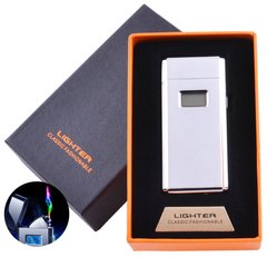 Електроімпульсна запальничка в подарунковій коробці Lighter (USB) №5005 Silver №5005 Silver фото