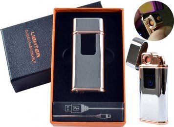 USB - Газовая Зажигалка (Турбо пламя + спираль накаливания) индикатор заряда HL-251 Silver ice HL-251-Silver-ice фото