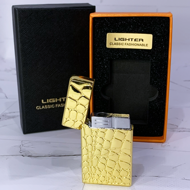 🔥 Зажигалка &laquo;Crocodile Stone&raquo; с турбо-пламенем HL-808 Gold HL-808 Gold фото